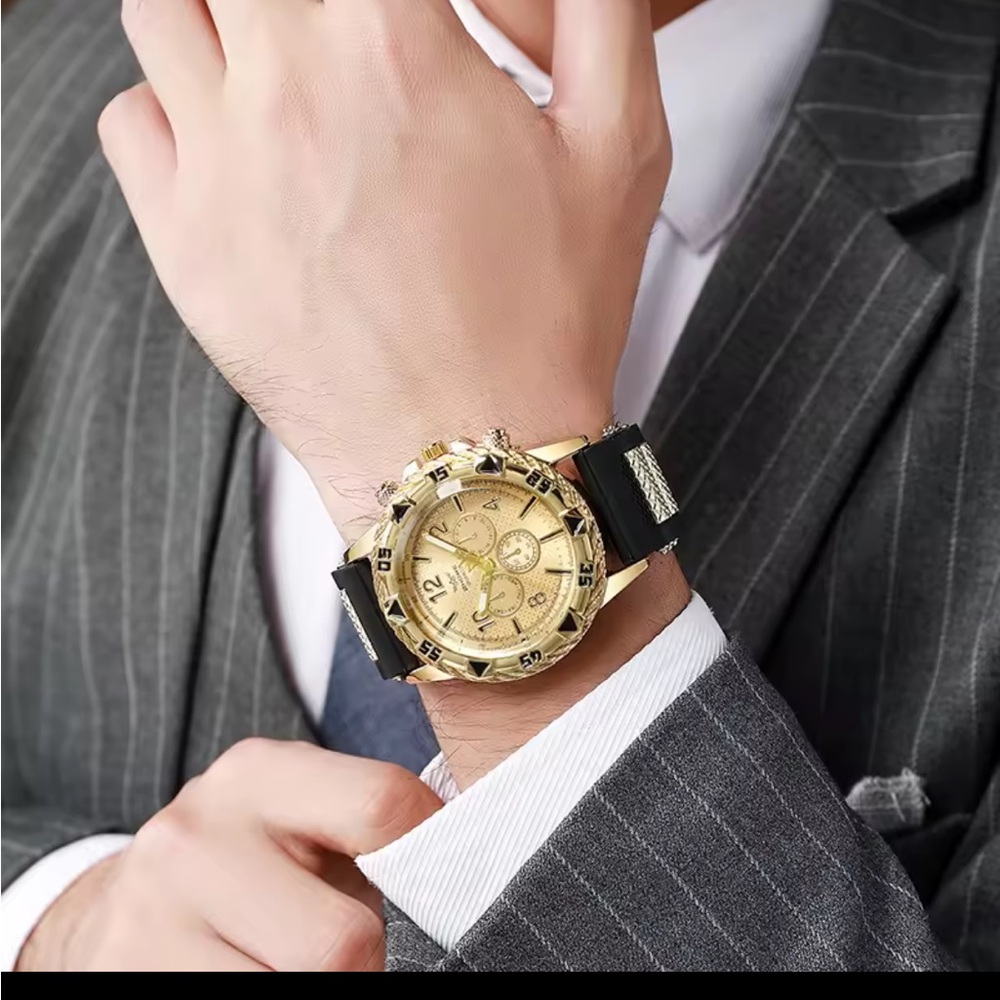 Luxury Gold and Black Men's Watch